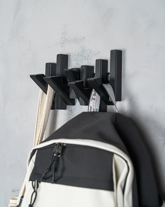 Appendiabiti da Parete Wave – 5 Ganci Pieghevoli | Design Moderno Stampato in 3D