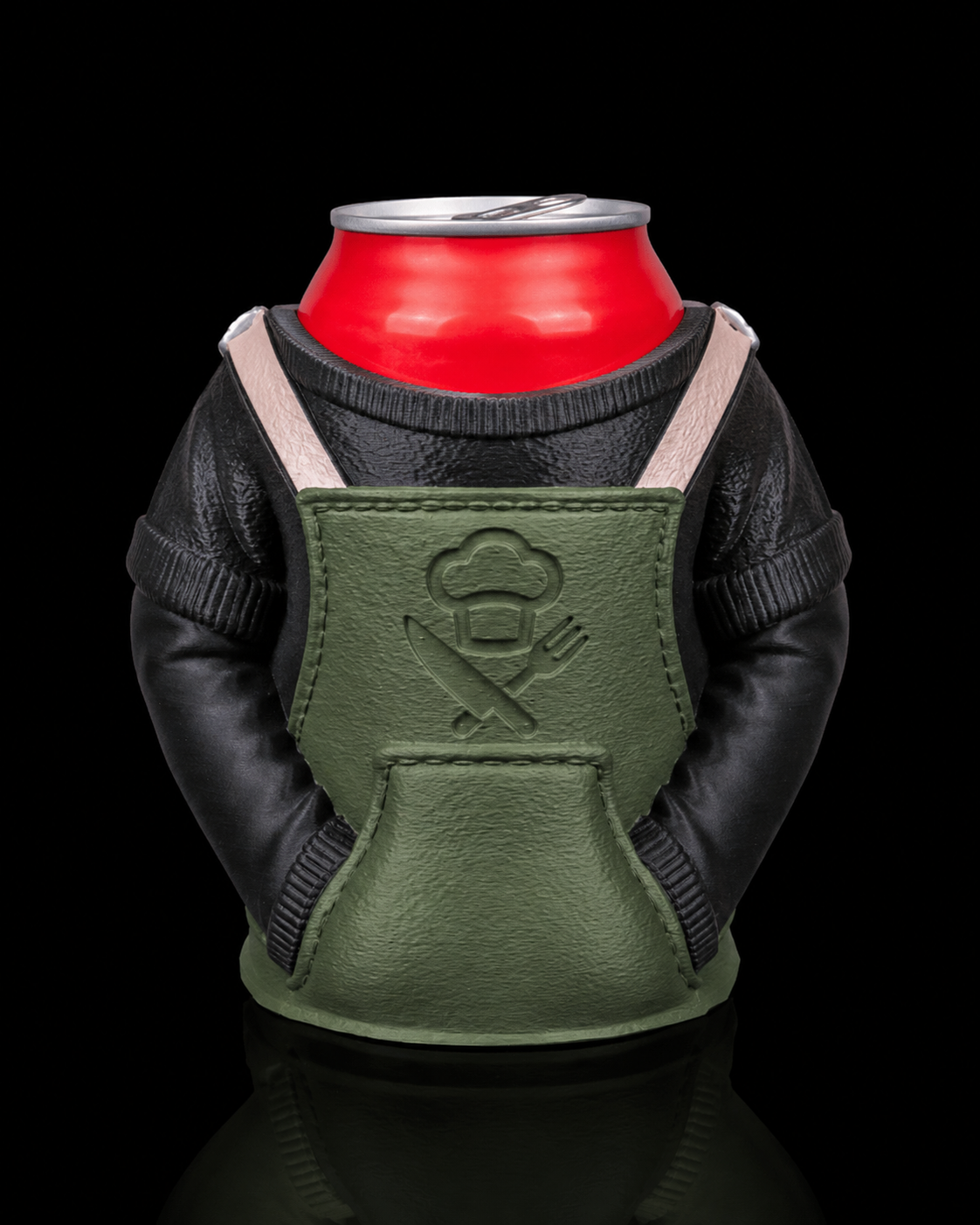 Porta Lattina con Grembiule da Chef – Supporto Decorativo Stampato in 3D per Bibite 330 ml