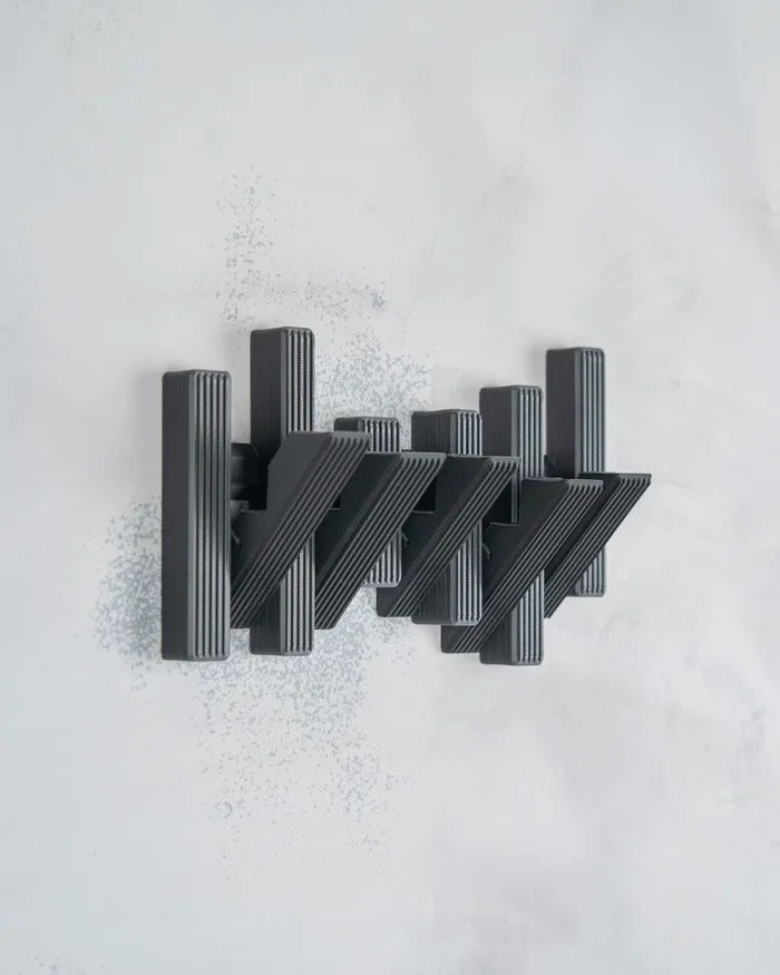 Appendiabiti da Parete Wave – 5 Ganci Pieghevoli | Design Moderno Stampato in 3D