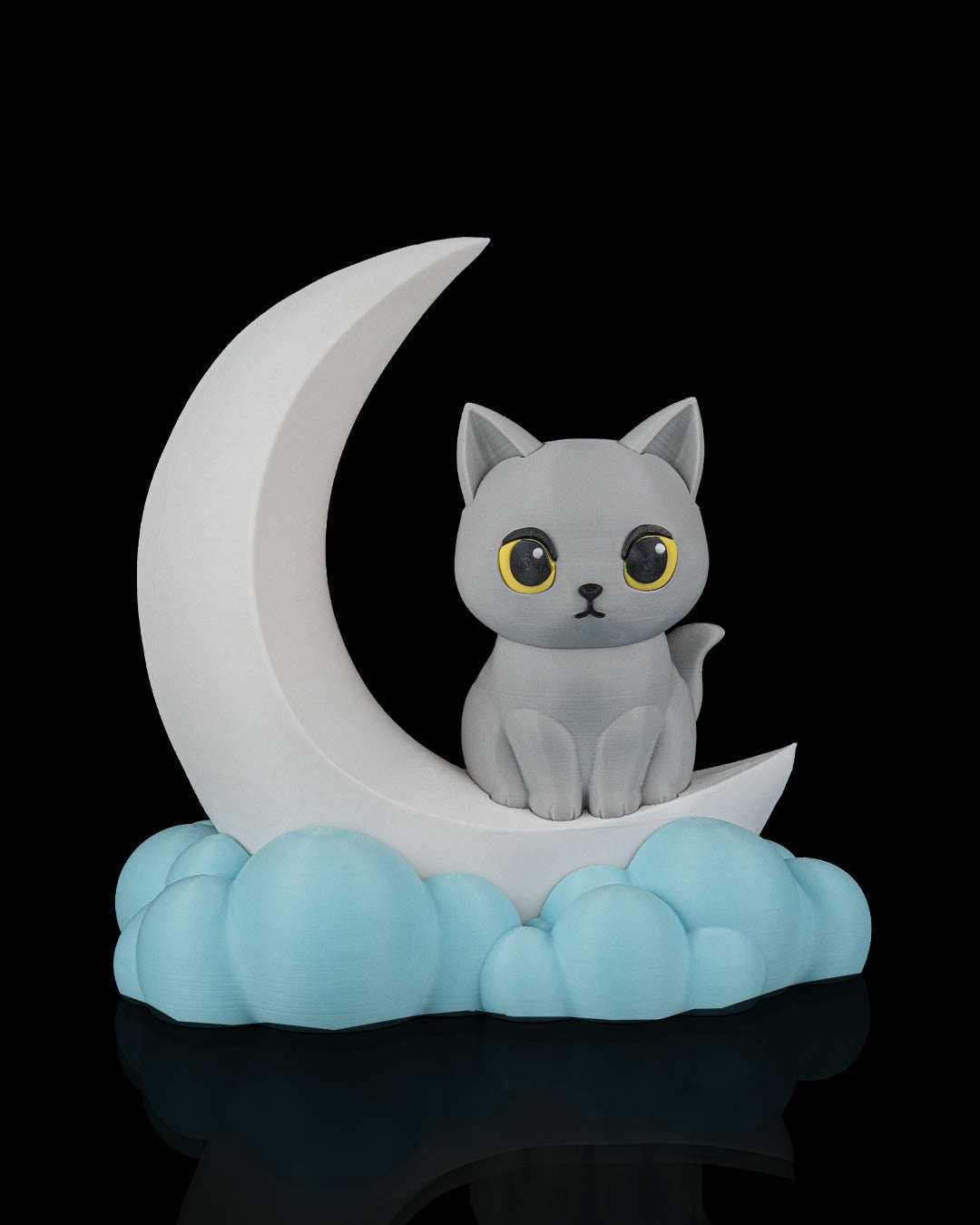 Lampada LED Gatto sulla Luna – Lampada da Tavolo Decorativa in Stampa 3D