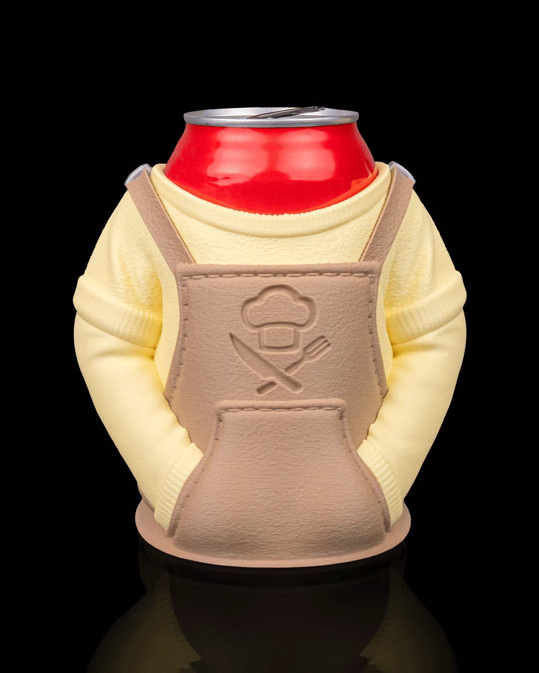 Porta Lattina con Grembiule da Chef – Supporto Decorativo Stampato in 3D per Bibite 330 ml