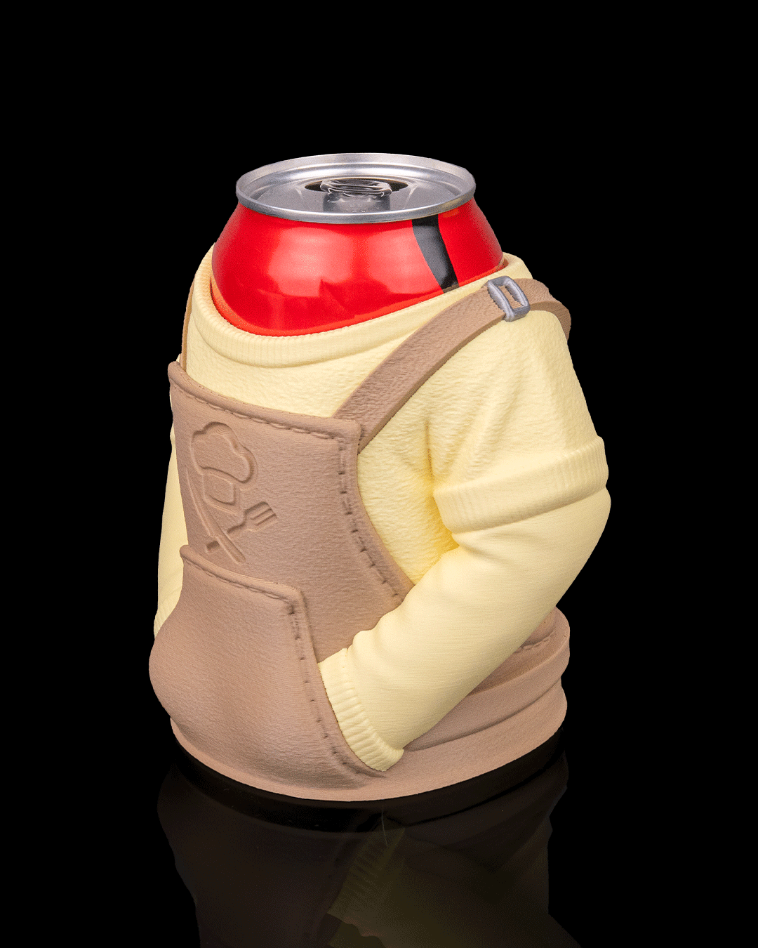 Porta Lattina con Grembiule da Chef – Supporto Decorativo Stampato in 3D per Bibite 330 ml