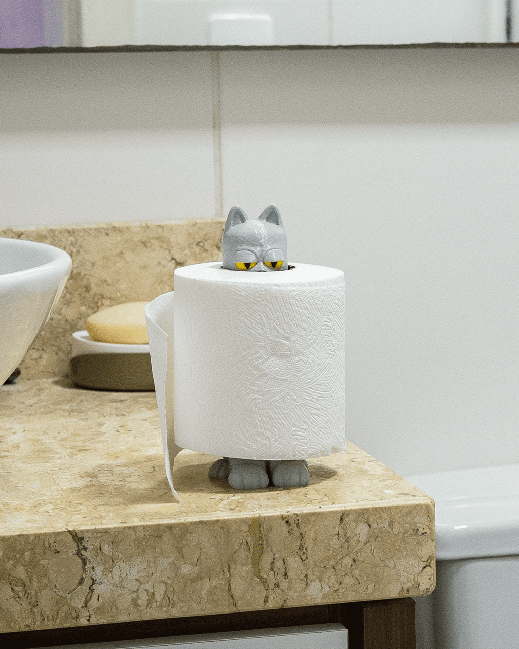 Porta Rotolo Carta Igienica Gatto Buffo – Decorazione Bagno Stampata in 3D