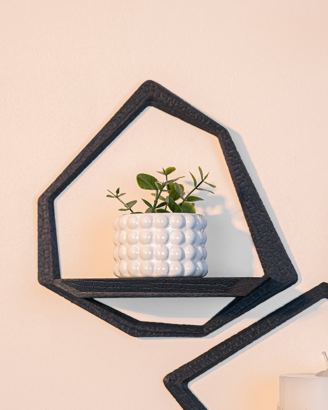 Set di 3 Mensole Esagonali da Parete – Design Moderno Stampato in 3D
