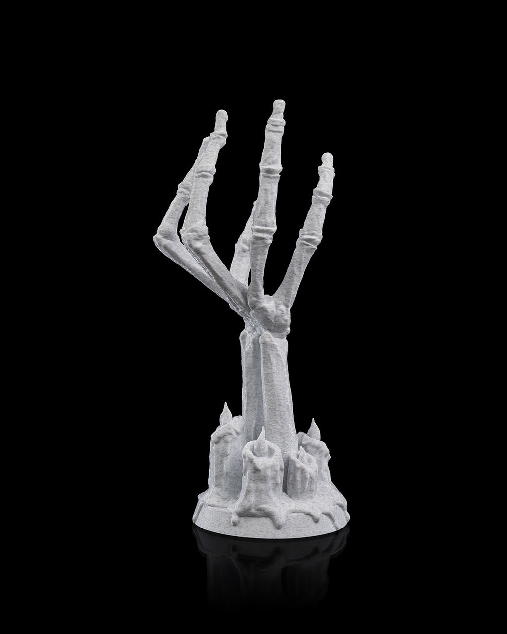 Portacandela “Fiamma Oscura” – Supporto Decorativo a Forma di Mano Scheletrica Stampato in 3D