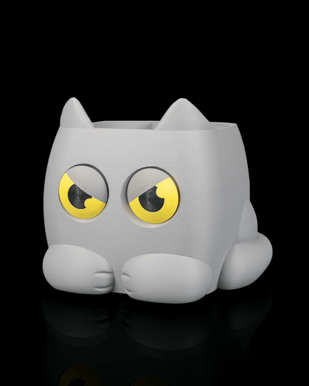 Vaso Gatto Brontolone Magico – Occhi Mobili che Cambiano con l'Acqua | Stampato in 3D