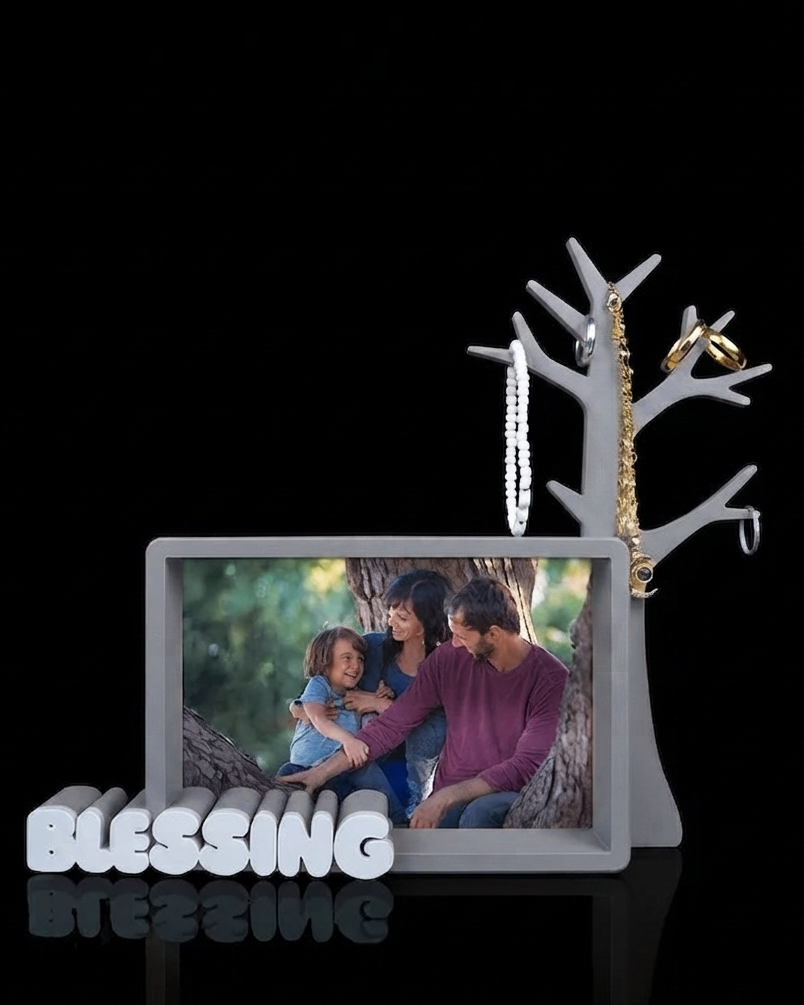 Portafoto 3D con Albero Portagioielli – Collezione Home, Family & Love.