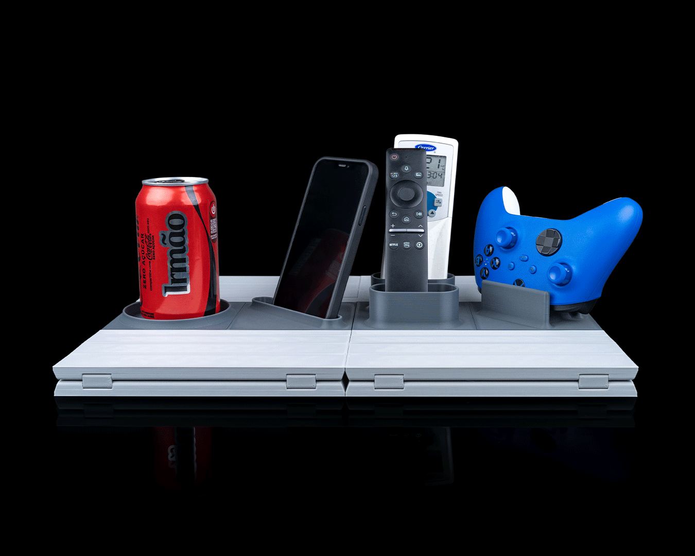 Organizzatore per Bracciolo del Divano Gaming con Porta Controller, Porta Smartphone e Porta Bicchiere – Stampato in 3D