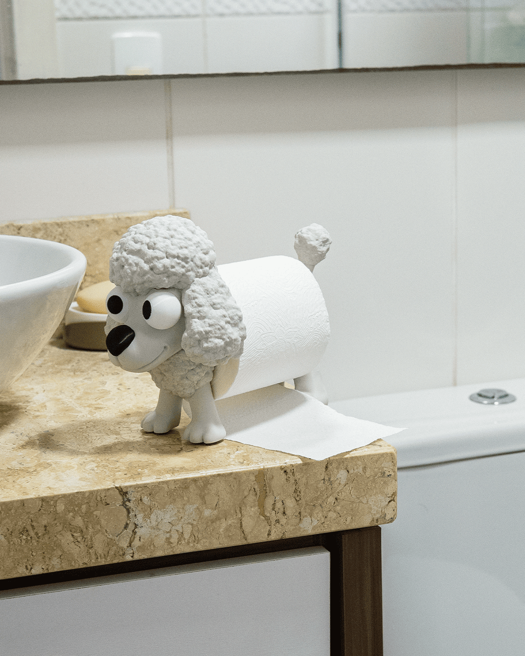 Porta Carta Igienica Barboncino – Porta Rotolo Divertente Stampato in 3D | Decorazione Bagno