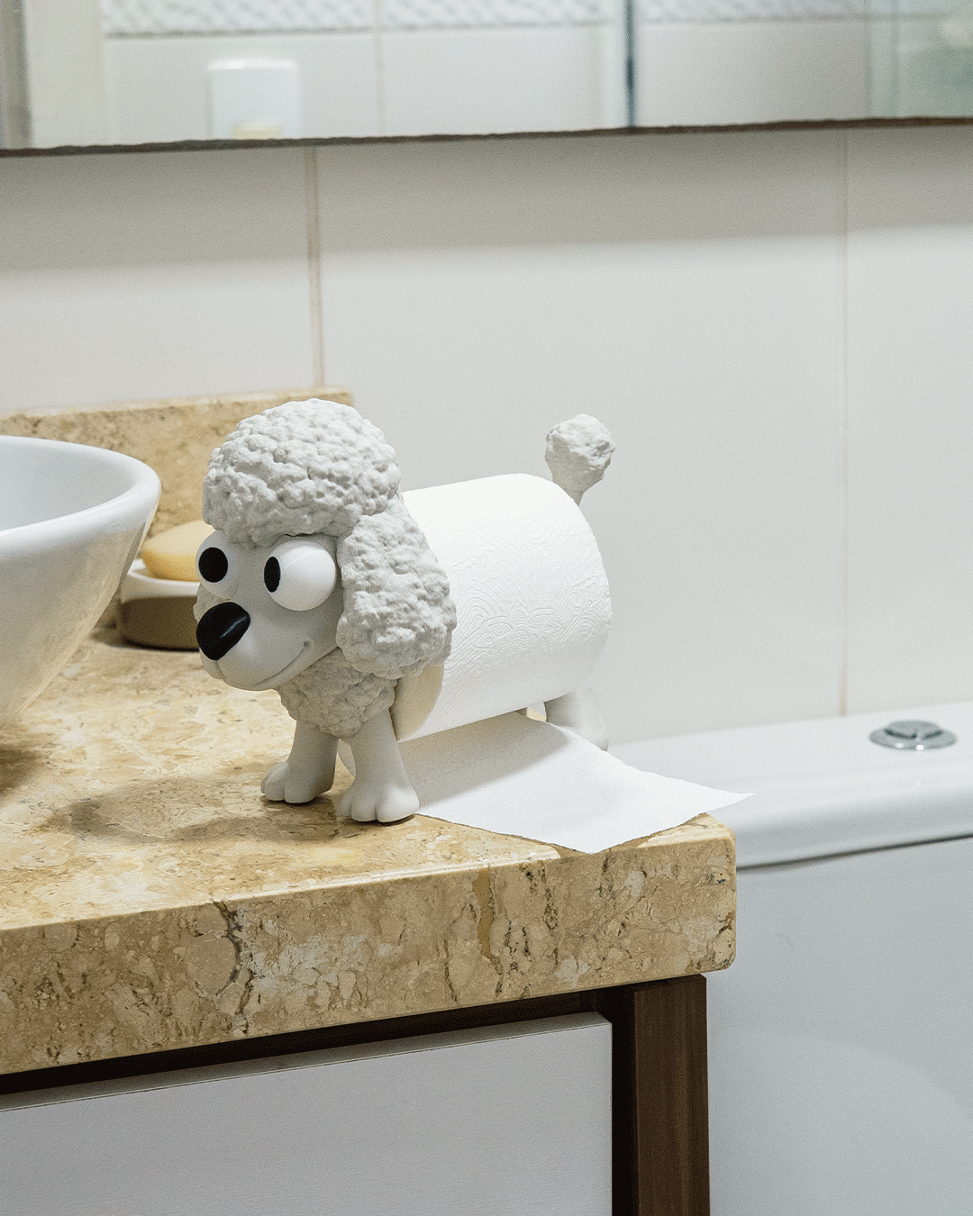 Porta Carta Igienica Barboncino – Porta Rotolo Divertente Stampato in 3D | Decorazione Bagno