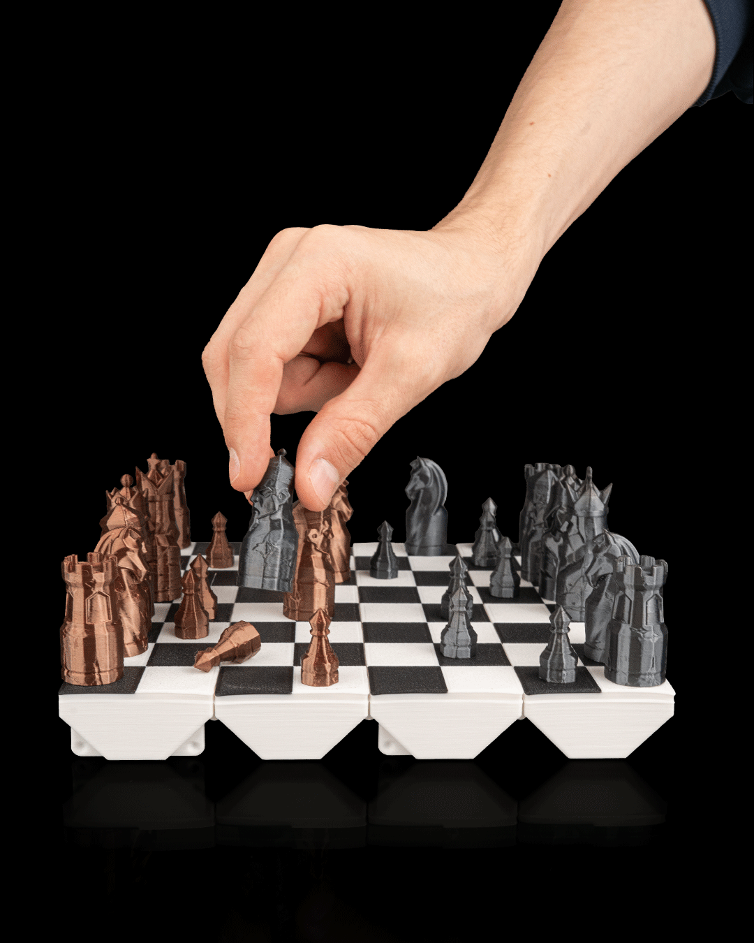Scacchiera Fantasy 3D Pieghevole – Set di Scacchi con Castelli e Cavalieri | PLA di Alta Qualità