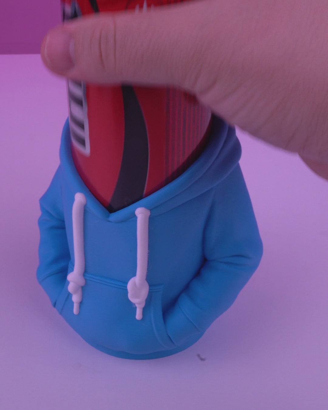 Porta Lattina con Felpa Hoodie – Supporto per Bibite Stampato in 3D