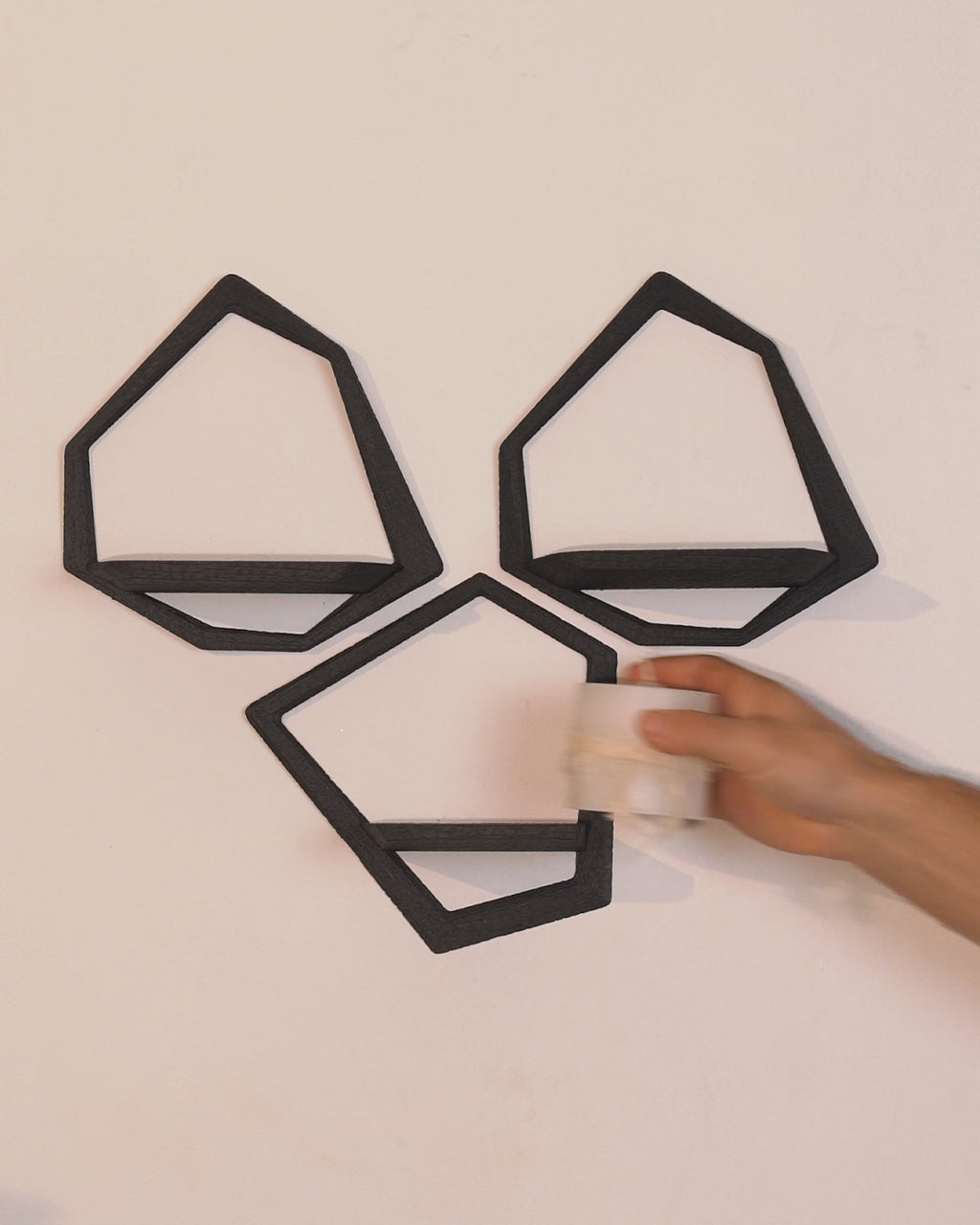 Set di 3 Mensole Esagonali da Parete – Design Moderno Stampato in 3D