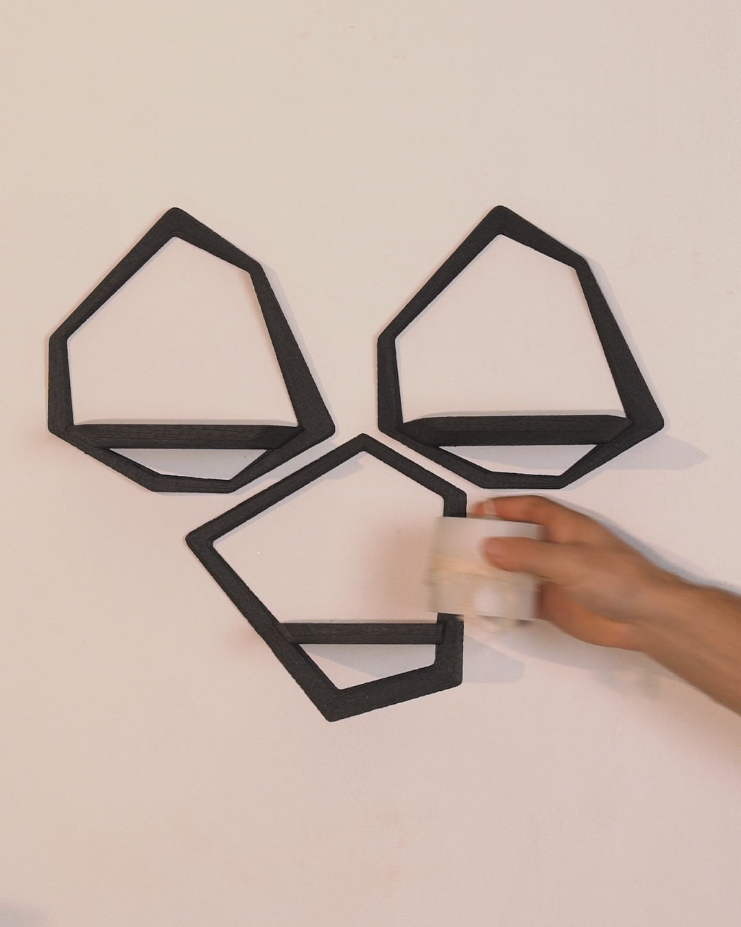 Set di 3 Mensole Esagonali da Parete – Design Moderno Stampato in 3D